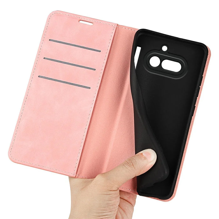 For Nothing Phone (4a) Case Skin Touch Leather Wallet Phone Cover - Pink - 4