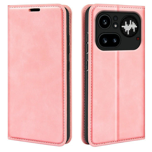 For Nothing Phone (4a) Pro Case Skin Touch Leather Wallet Phone Cover - Pink - 1