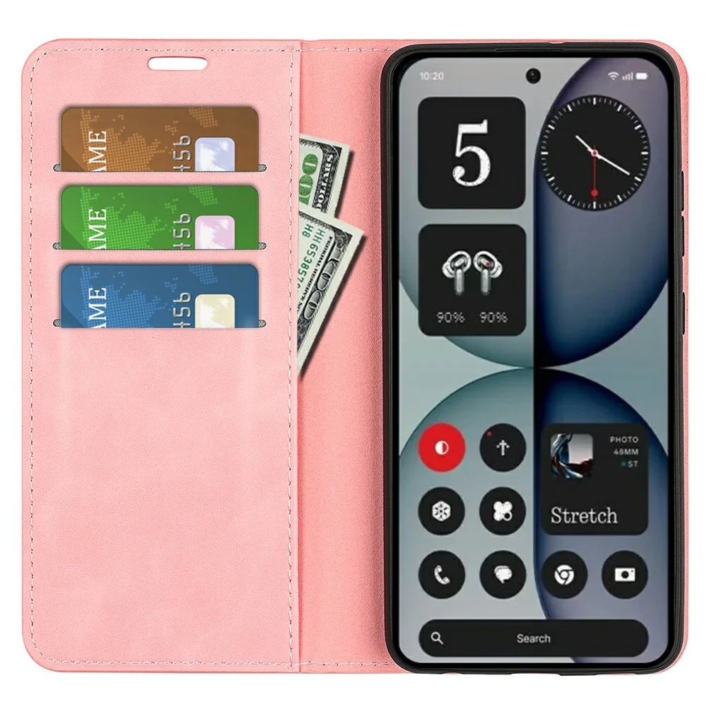 For Nothing Phone (4a) Pro Case Skin Touch Leather Wallet Phone Cover - Pink - 2