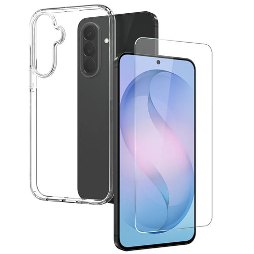 NORTHJO For Samsung Galaxy S26 FE Case Soft TPU Clear Phone Cover with Tempered Glass Screen Protector - Transparent - 1