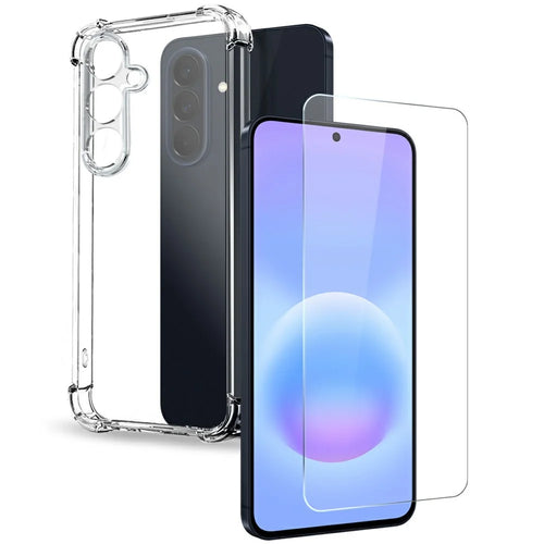 NORTHJO For Samsung Galaxy A57 5G Case Four Corner Shockproof TPU Clear Phone Cover with Tempered Glass Film - Transparent - 1