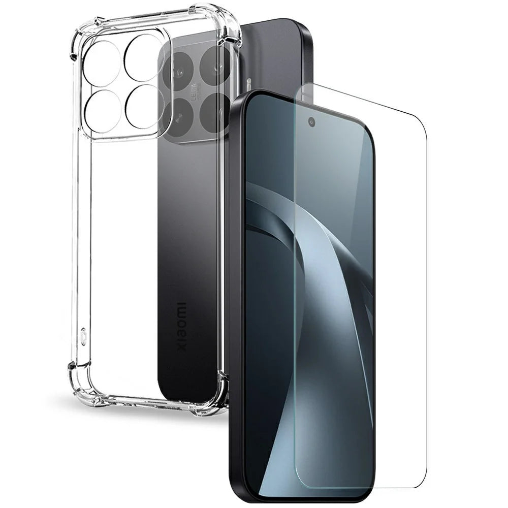 NORTHJO For Xiaomi 17T Case Four Corner Shockproof TPU Clear Phone Cover with Tempered Glass Film - Transparent - 1
