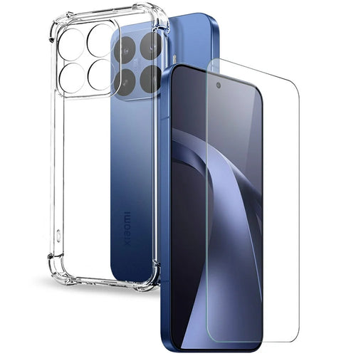 NORTHJO For Xiaomi 17T Pro Case Four Corner Shockproof TPU Clear Phone Cover with Tempered Glass Film - Transparent - 1