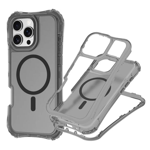 For iPhone 15 Pro Magnetic Phone Case Soft-touch 2-in-1 PC+TPU Shockproof Cover Compatible with MagSafe - Black - 1