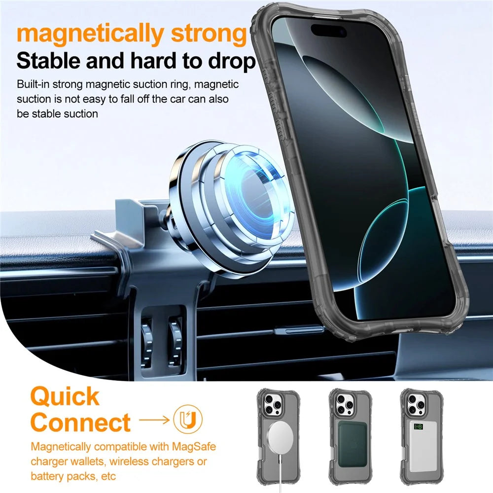 For iPhone 16 Plus Magnetic Phone Case Soft-touch 2-in-1 PC+TPU Shockproof Cover Compatible with MagSafe - Black - 2