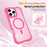 For iPhone 14 Pro Max Magnetic Phone Case Soft-touch 2-in-1 PC+TPU Shockproof Cover Compatible with MagSafe - Hot Pink - 4