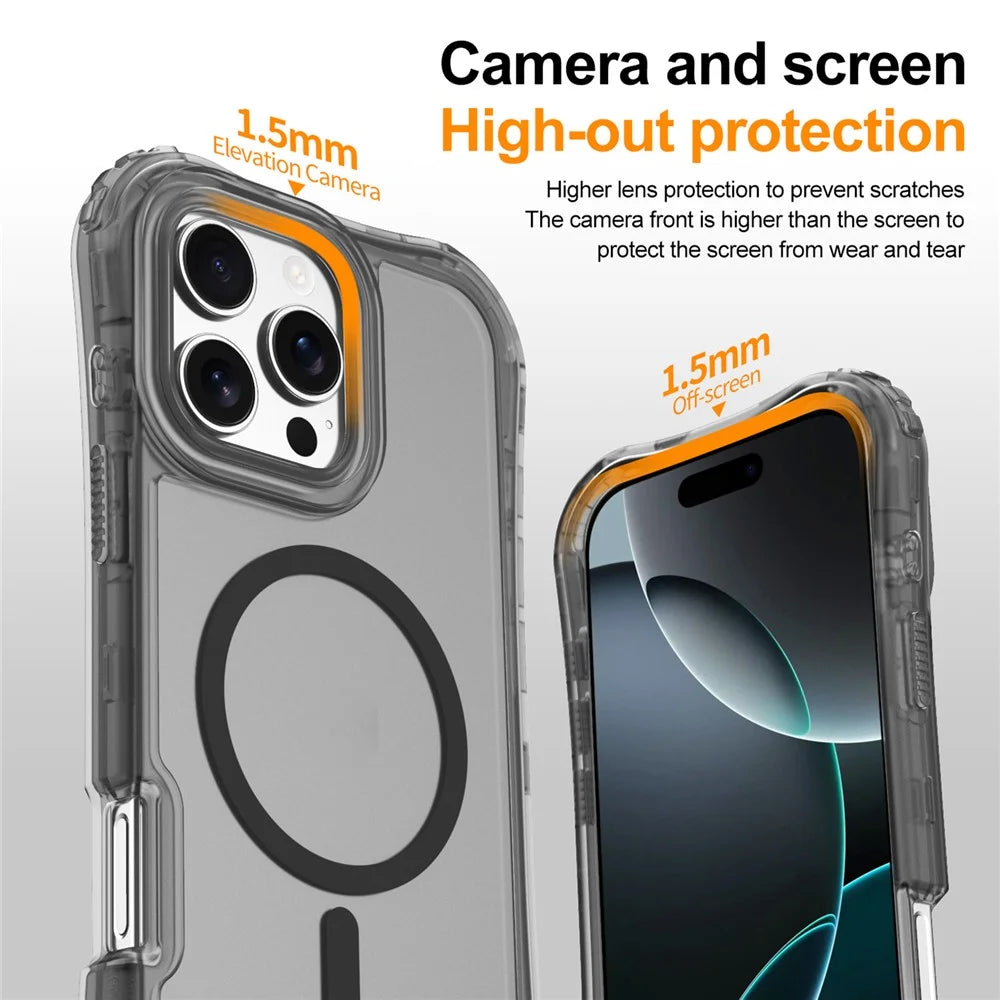 For iPhone 13 Pro Magnetic Phone Case Soft-touch 2-in-1 PC+TPU Shockproof Cover Compatible with MagSafe - Black - 5