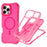 For iPhone 12 Pro Max Magnetic Phone Case Soft-touch 2-in-1 PC+TPU Shockproof Cover Compatible with MagSafe - Rose Pink - 1