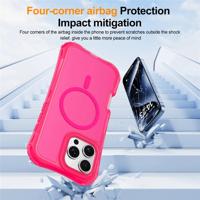 For iPhone 12 Pro Max Magnetic Phone Case Soft-touch 2-in-1 PC+TPU Shockproof Cover Compatible with MagSafe - Rose Pink - 3