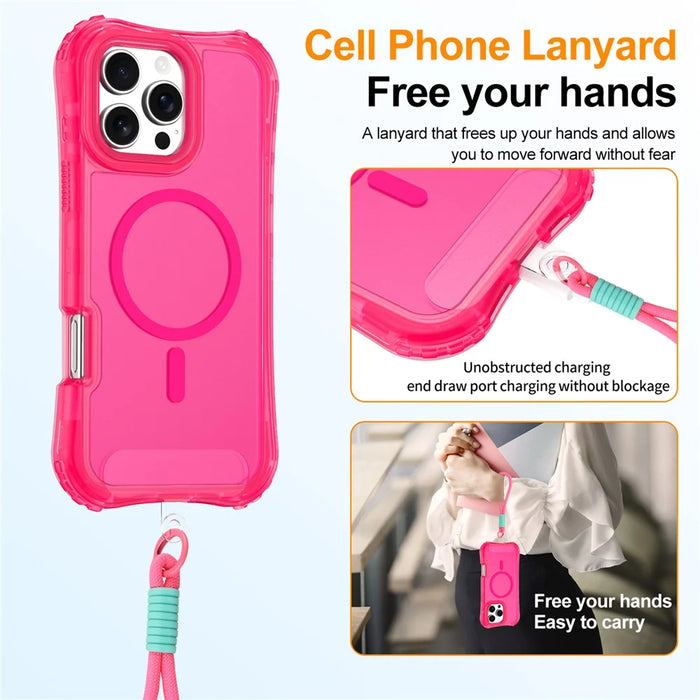 For iPhone 12 Pro Max Magnetic Phone Case Soft-touch 2-in-1 PC+TPU Shockproof Cover Compatible with MagSafe - Rose Pink - 7