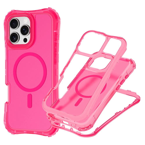For iPhone 11 Magnetic Phone Case Soft-touch 2-in-1 PC+TPU Shockproof Cover - Rose Pink - 1