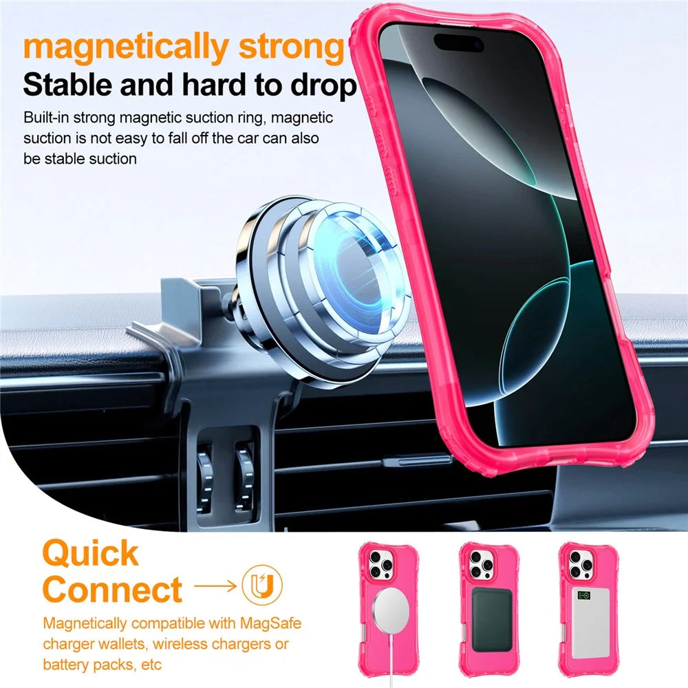 For iPhone 11 Magnetic Phone Case Soft-touch 2-in-1 PC+TPU Shockproof Cover - Rose Pink - 2