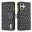 BINFEN COLOR for iPhone 17 BF Style-15 Leather Case Zipper Pocket Rhombus Phone Cover - Black - 1