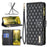 BINFEN COLOR for iPhone 17 BF Style-15 Leather Case Zipper Pocket Rhombus Phone Cover - Black - 4