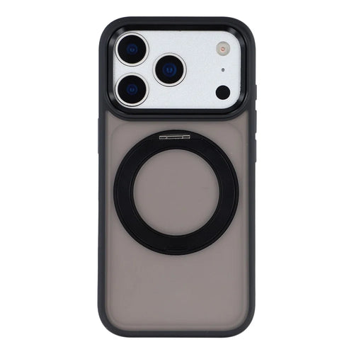 For iPhone 18 Pro Max / 17 Pro Max Case Rotating Kickstand TPU + PC Anti-slip Matte Phone Back Cover - Black - 1