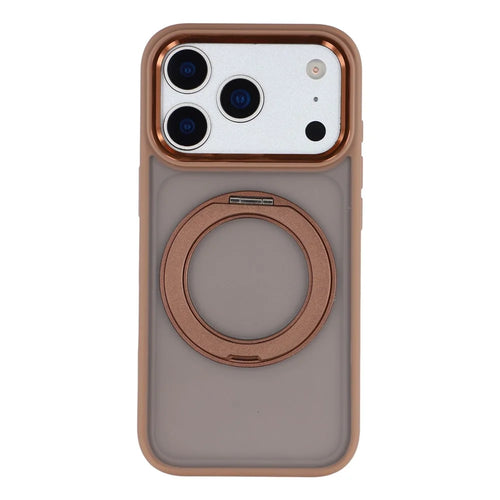 For iPhone 18 Pro / 17 Pro Case Rotating Kickstand TPU + PC Anti-slip Matte Phone Back Cover - Gold - 1