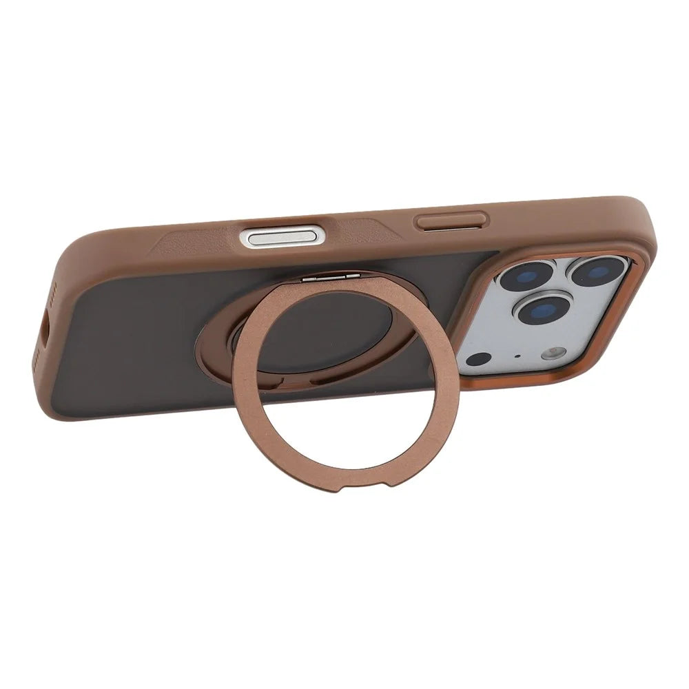 For iPhone 18 Pro / 17 Pro Case Rotating Kickstand TPU + PC Anti-slip Matte Phone Back Cover - Gold - 3