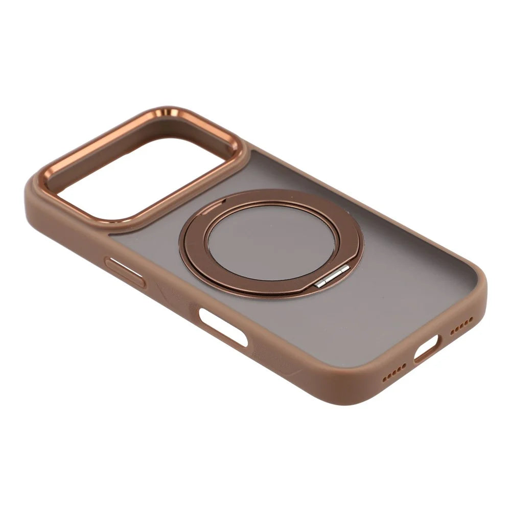 For iPhone 18 Pro / 17 Pro Case Rotating Kickstand TPU + PC Anti-slip Matte Phone Back Cover - Gold - 4