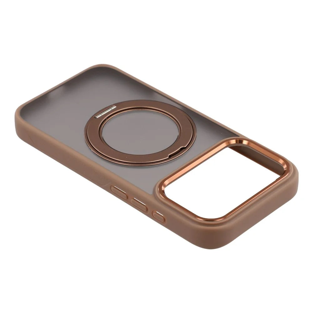 For iPhone 18 Pro / 17 Pro Case Rotating Kickstand TPU + PC Anti-slip Matte Phone Back Cover - Gold - 5