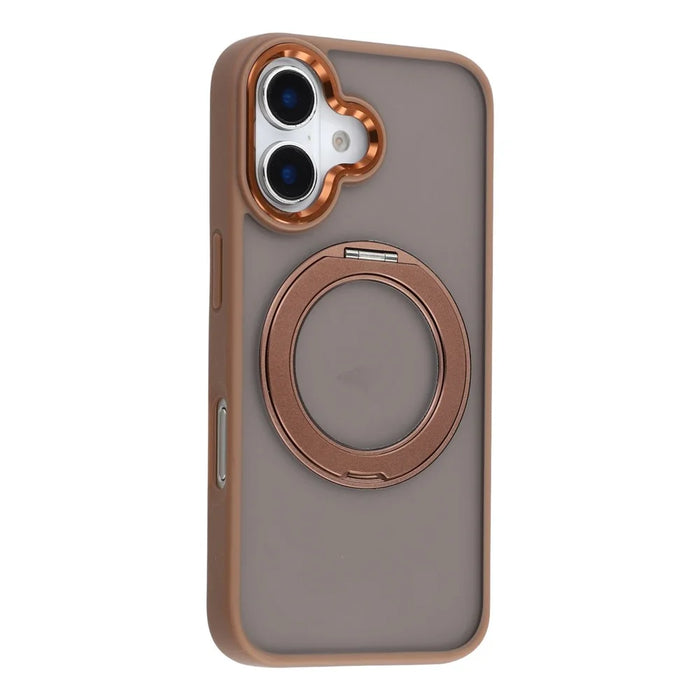 For iPhone 17 Case Rotating Kickstand TPU + PC Anti-slip Matte Phone Back Cover - Gold - 2