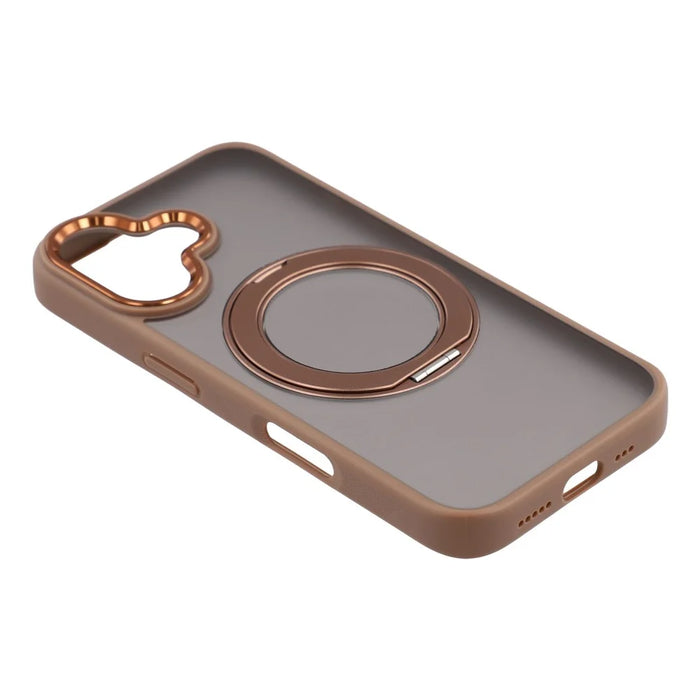 For iPhone 17 Case Rotating Kickstand TPU + PC Anti-slip Matte Phone Back Cover - Gold - 4