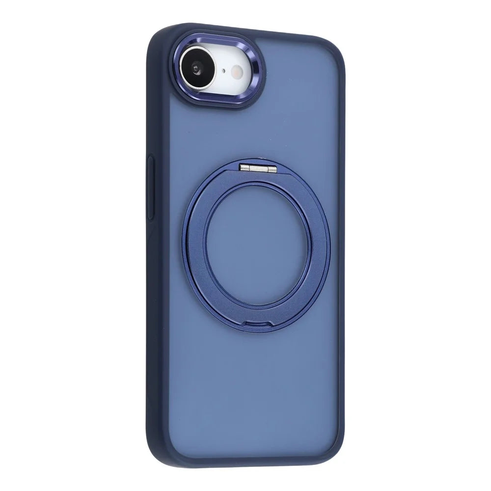For iPhone 17e / 16e Case Rotating Kickstand TPU + PC Anti-slip Matte Phone Back Cover - Blue - 2