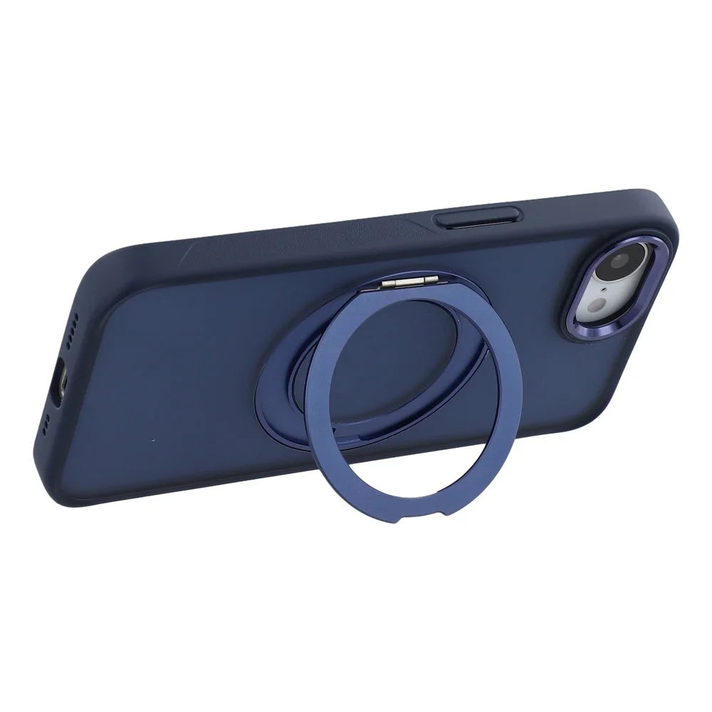 For iPhone 17e / 16e Case Rotating Kickstand TPU + PC Anti-slip Matte Phone Back Cover - Blue - 3