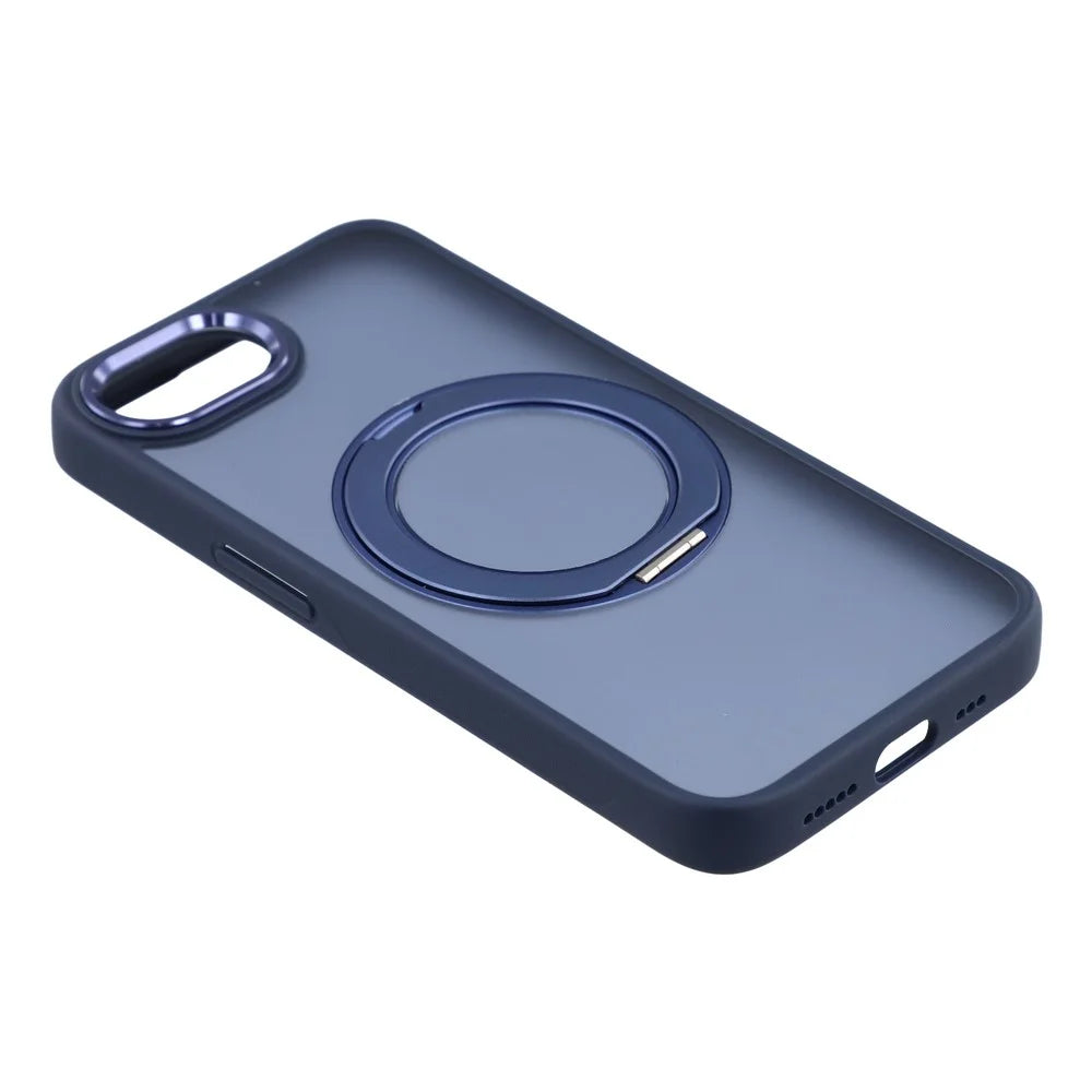 For iPhone 17e / 16e Case Rotating Kickstand TPU + PC Anti-slip Matte Phone Back Cover - Blue - 4