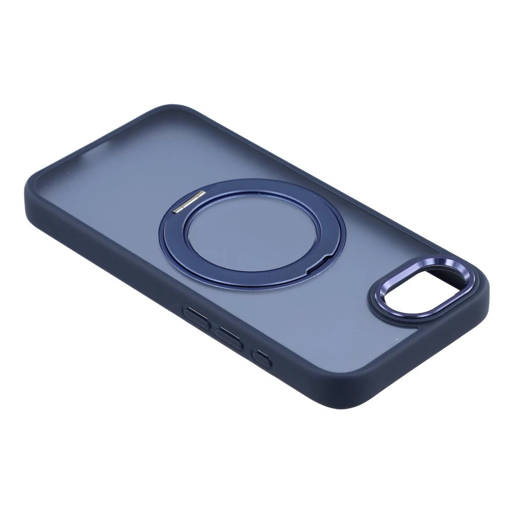 For iPhone 17e / 16e Case Rotating Kickstand TPU + PC Anti-slip Matte Phone Back Cover - Blue - 5