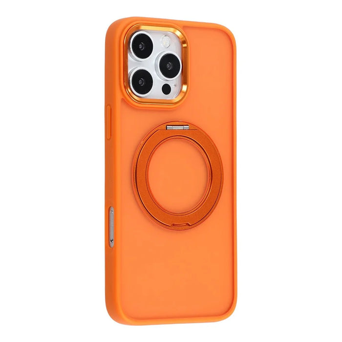 For iPhone 16 Pro Max Case Rotating Kickstand TPU + PC Anti-slip Matte Phone Back Cover - Orange - 2