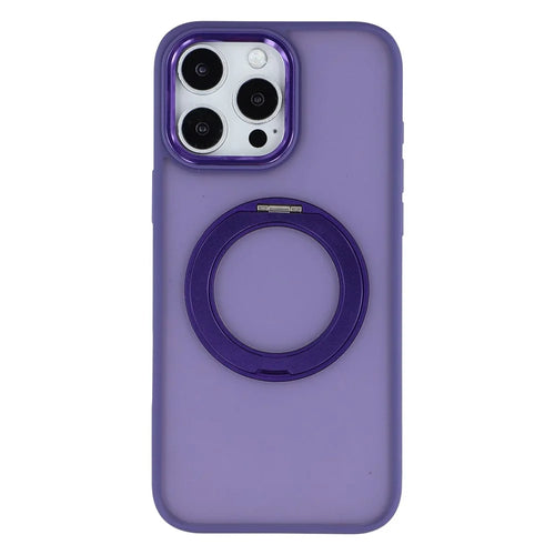 For iPhone 16 Pro Case Rotating Kickstand TPU + PC Anti-slip Matte Phone Back Cover - Purple - 1