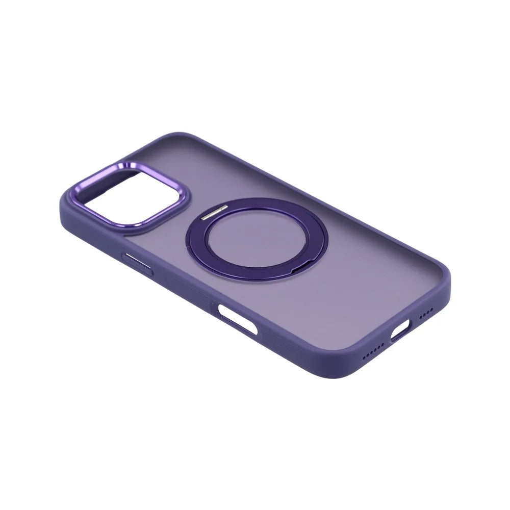 For iPhone 16 Pro Case Rotating Kickstand TPU + PC Anti-slip Matte Phone Back Cover - Purple - 4