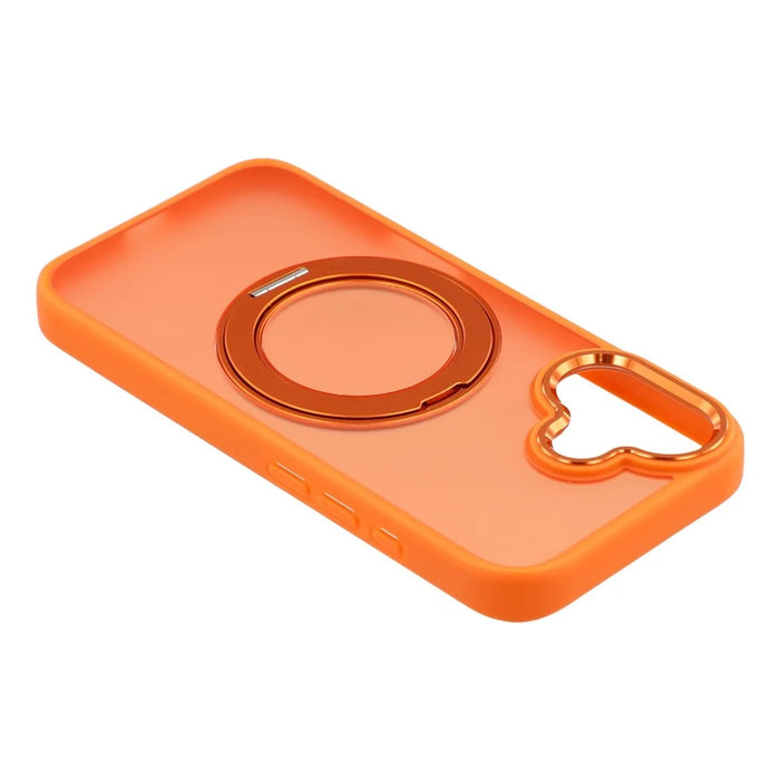 For iPhone 16 Plus Case Rotating Kickstand TPU + PC Anti-slip Matte Phone Back Cover - Orange - 5