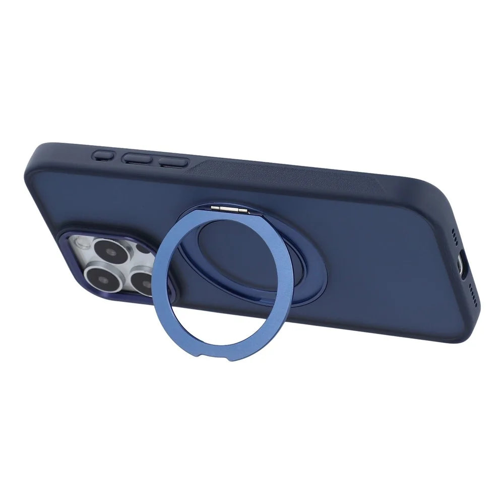 For iPhone 15 Pro Max Case Rotating Kickstand TPU + PC Anti-slip Matte Phone Back Cover - Blue - 4