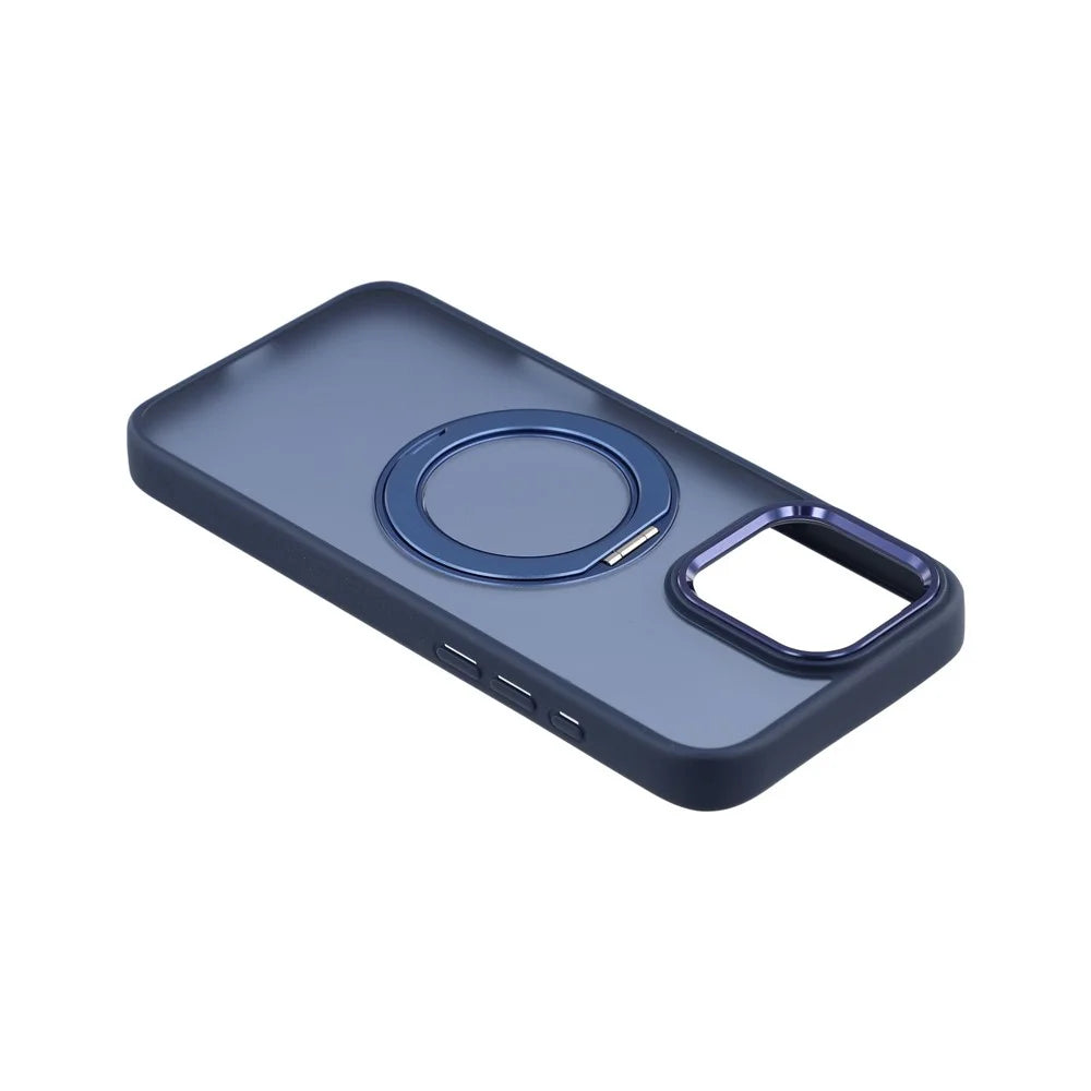 For iPhone 15 Pro Max Case Rotating Kickstand TPU + PC Anti-slip Matte Phone Back Cover - Blue - 5