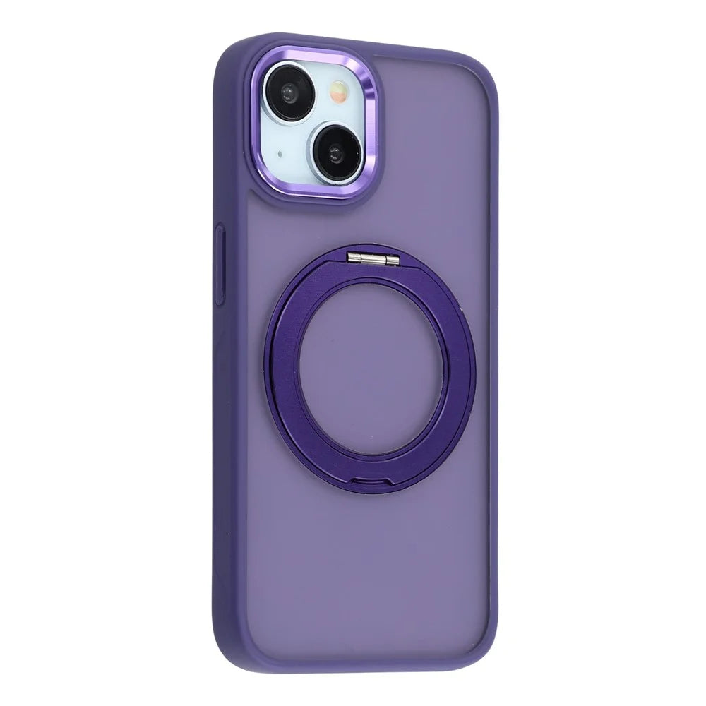 For iPhone 15 Plus / 14 Plus Case Rotating Kickstand TPU + PC Anti-slip Matte Phone Back Cover - Purple - 2