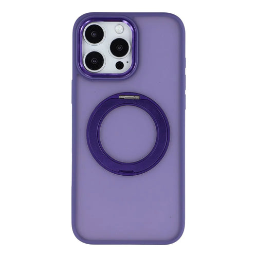 For iPhone 14 Pro Max Case Rotating Kickstand TPU + PC Anti-slip Matte Phone Back Cover - Purple - 1