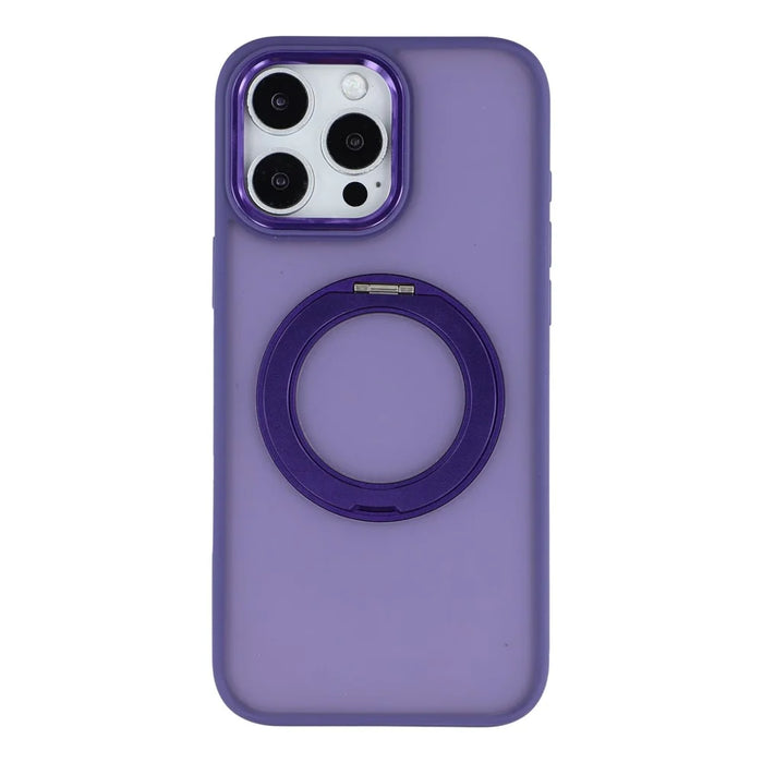 For iPhone 14 Pro Max Case Rotating Kickstand TPU + PC Anti-slip Matte Phone Back Cover - Purple - 1