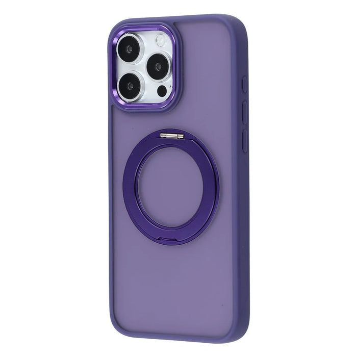 For iPhone 14 Pro Max Case Rotating Kickstand TPU + PC Anti-slip Matte Phone Back Cover - Purple - 2