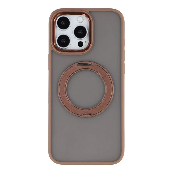 For iPhone 14 Pro Case Rotating Kickstand TPU + PC Anti-slip Matte Phone Back Cover - Gold - 1