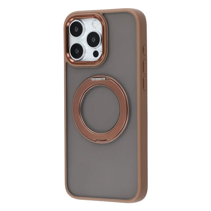 For iPhone 14 Pro Case Rotating Kickstand TPU + PC Anti-slip Matte Phone Back Cover - Gold - 2