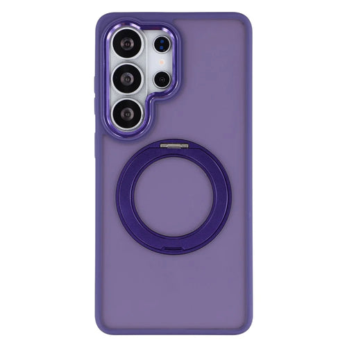 For Samsung Galaxy S26 Ultra Magnetic Case Matte PC+TPU Anti-slip Phone Cover with Rotating Kickstand - Purple - 1