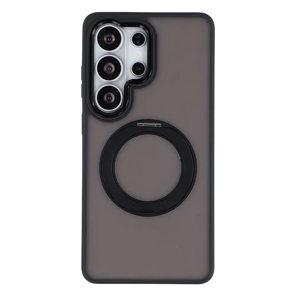 For Samsung Galaxy S25 Ultra Case Rotating Kickstand TPU + PC Anti-slip Matte Phone Back Cover - Black - 1