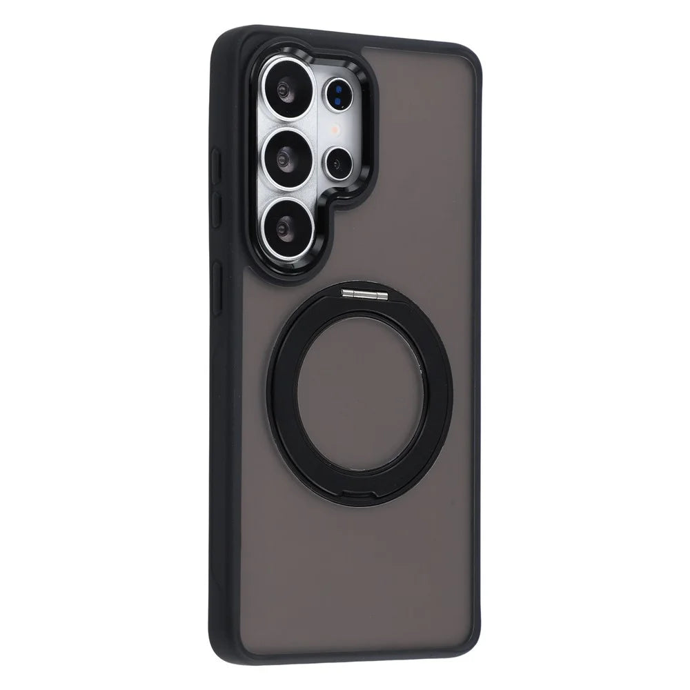 For Samsung Galaxy S25 Ultra Case Rotating Kickstand TPU + PC Anti-slip Matte Phone Back Cover - Black - 2