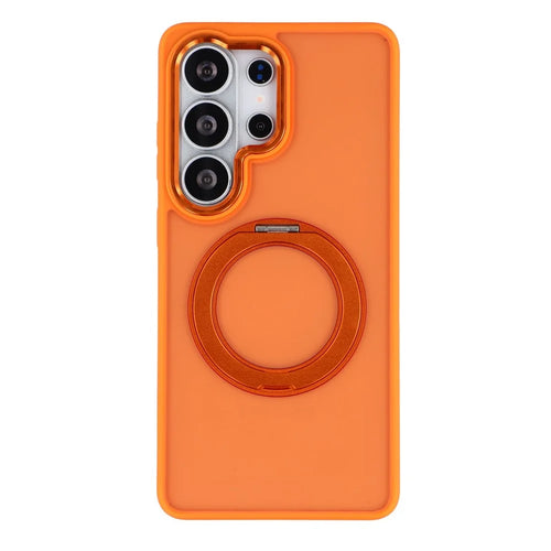For Samsung Galaxy S24 Ultra Case Rotating Kickstand TPU + PC Anti-slip Matte Phone Back Cover - Orange - 1