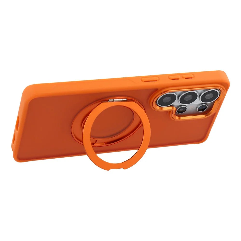For Samsung Galaxy S24 Ultra Case Rotating Kickstand TPU + PC Anti-slip Matte Phone Back Cover - Orange - 3