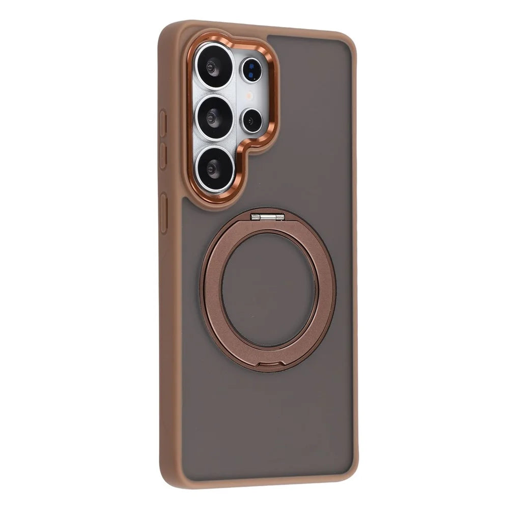 For Samsung Galaxy S23 Ultra Case Rotating Kickstand TPU + PC Anti-slip Matte Phone Back Cover - Gold - 2