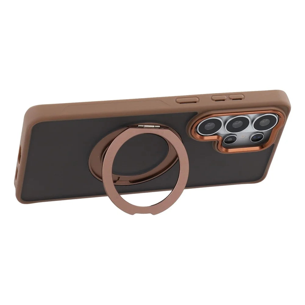 For Samsung Galaxy S23 Ultra Case Rotating Kickstand TPU + PC Anti-slip Matte Phone Back Cover - Gold - 3