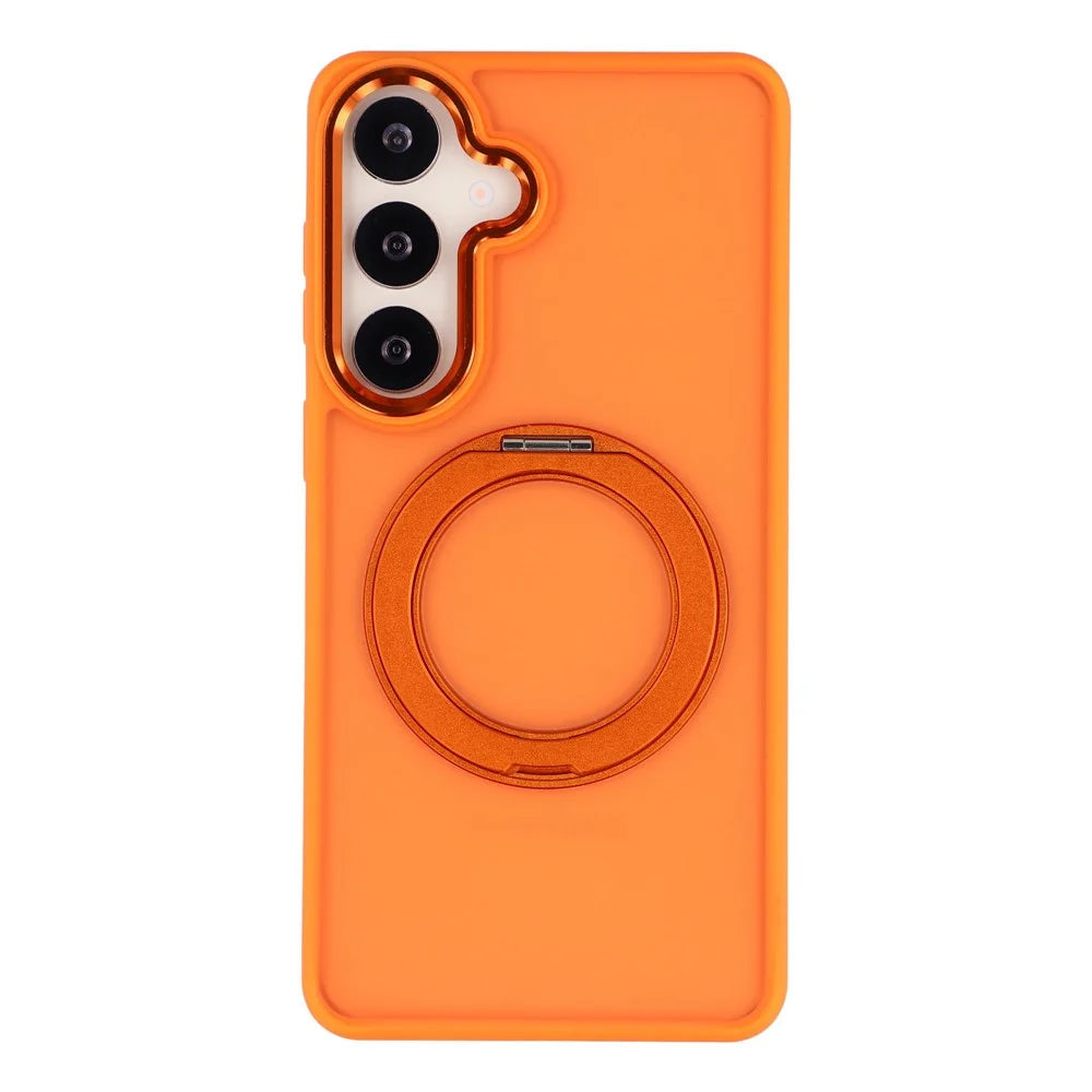 For Samsung Galaxy S26 Case Rotating Kickstand TPU + PC Anti-slip Matte Phone Back Cover - Orange - 1