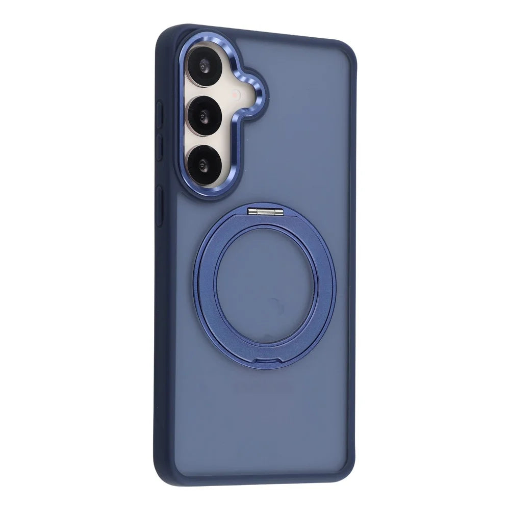 For Samsung Galaxy S25 Case Rotating Kickstand TPU + PC Anti-slip Matte Phone Back Cover - Blue - 2